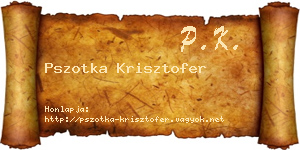Pszotka Krisztofer névjegykártya